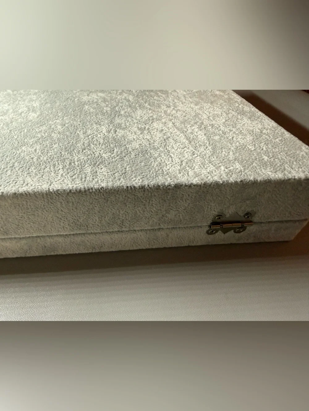 Glass-Top Velvet Jewelry Organizer Tray - Light Gray